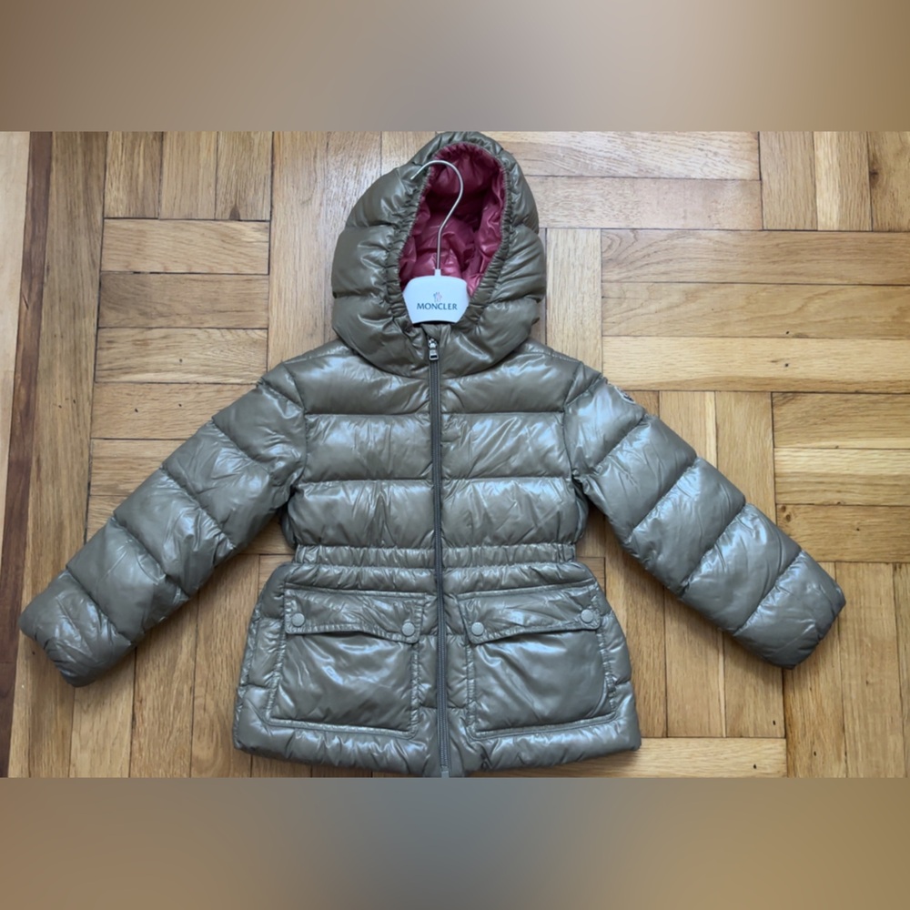 Moncler Kids Shiny Silver Puffer Jacket Size 3T